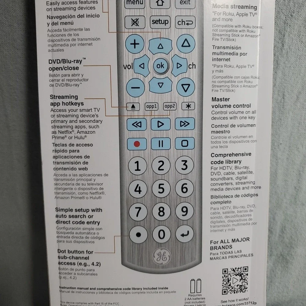 GE Ultra Pro Universal Remote 6 Device‎ Big Button Soft Blue LED New Sealed